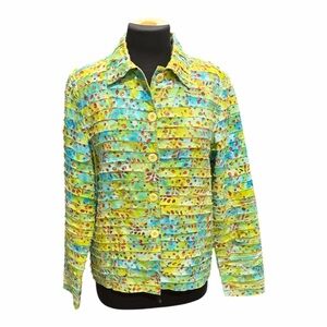 Colorful Textured Cotton blouse  Size M Artsy 90s Boutique Resort Style